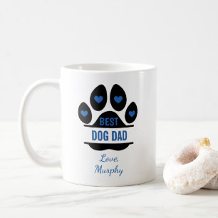 Personalisierter Bester Hund Papa Pfotenabdruck Kaffeetasse