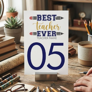 Personalisierter bester Lehrer je - individuell Tischnummer