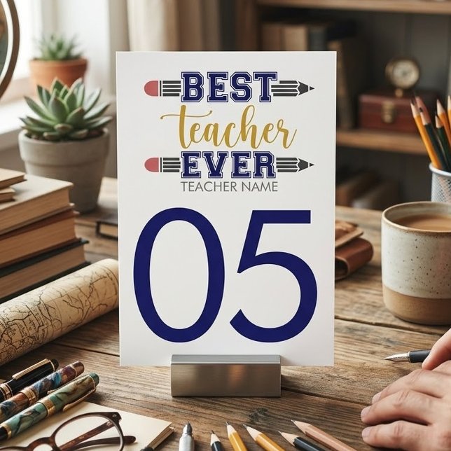 Personalisierter bester Lehrer je - individuell Tischnummer (Von Creator hochgeladen)