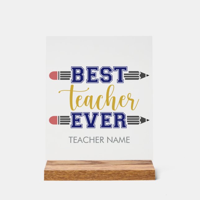 Personalisierter bester Lehrer je - individuelles  Acrylschild (Vorderseite)