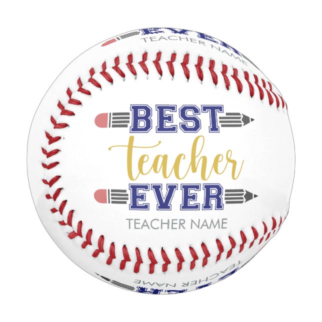 Personalisierter bester Lehrer je - individuelles  Baseball (Vorderseite Links)