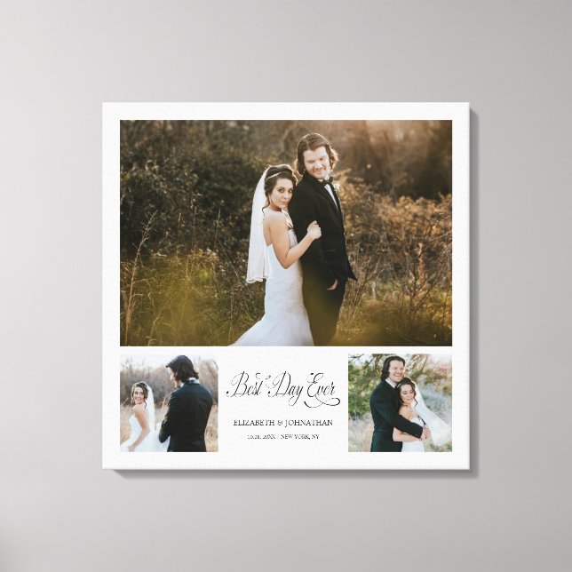 Personalisierter bester Tag je 3 FotoCollage Leinwanddruck (Vorderseite)