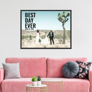 Personalisierter bester Tag je Moderne Hochzeit Leinwanddruck