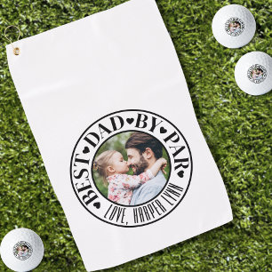 Personalisierter Bester Vater By Par Foto Golfhandtuch