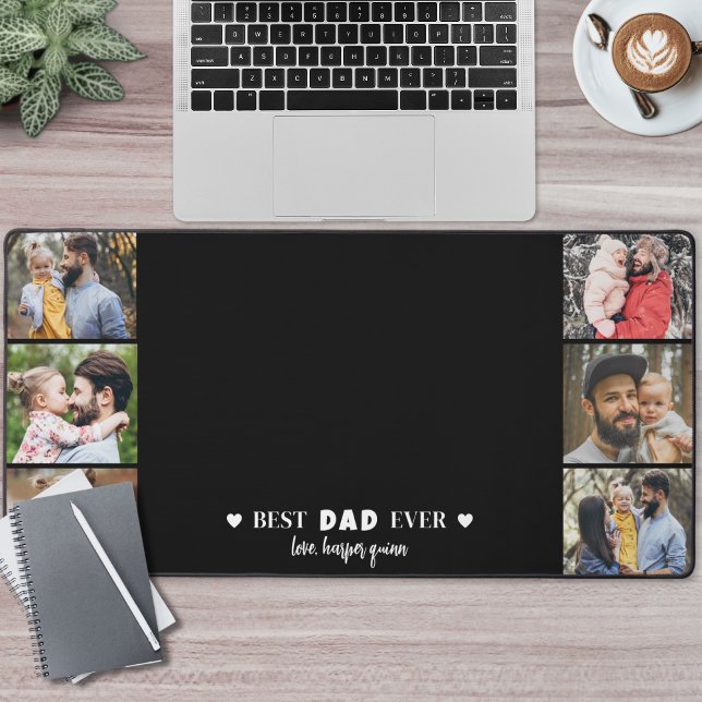 Personalisierter bester Vater FotoCollage Schreibtischunterlage (Personalized Best Dad Photo Collage Desk Mat)