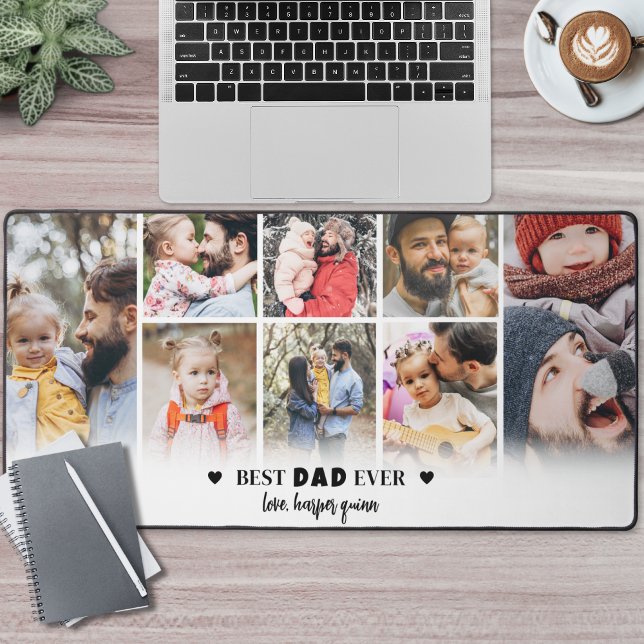 Personalisierter bester Vater FotoCollage Schreibtischunterlage (Personalized Best Dad Photo Collage Desk Mat )