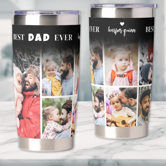 Personalisierter bester Vater je 8 Foto Collage Va Thermobecher (Personalized Best Dad Ever 8 Photo Collage Father Insulated Tumbler)