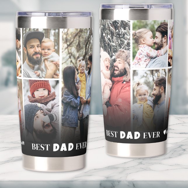 Personalisierter bester Vater je 8 Foto Collage Va Thermobecher (Personalized Best Dad Ever 8 Photo Collage Father Insulated Tumbler )