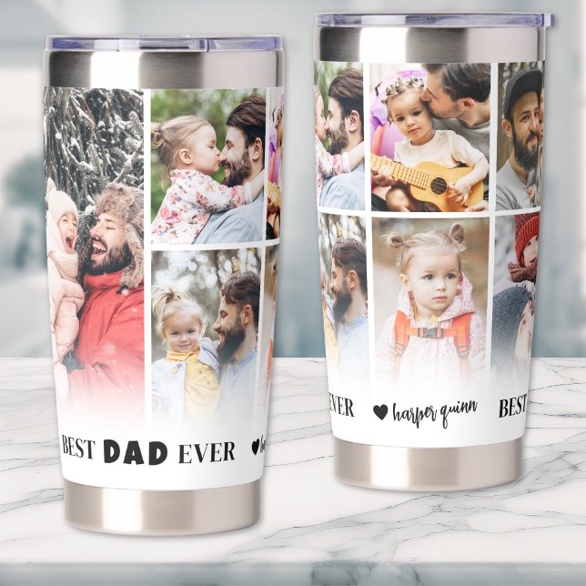 Personalisierter bester Vater je 8 Foto Collage Va Thermobecher (Personalized Best Dad Ever 8 Photo Collage Father Insulated Tumbler )