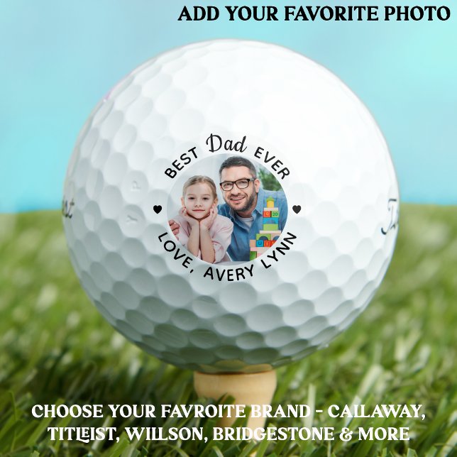 Personalisierter bester VATER je Custom Foto Title Golfball (Von Creator hochgeladen)