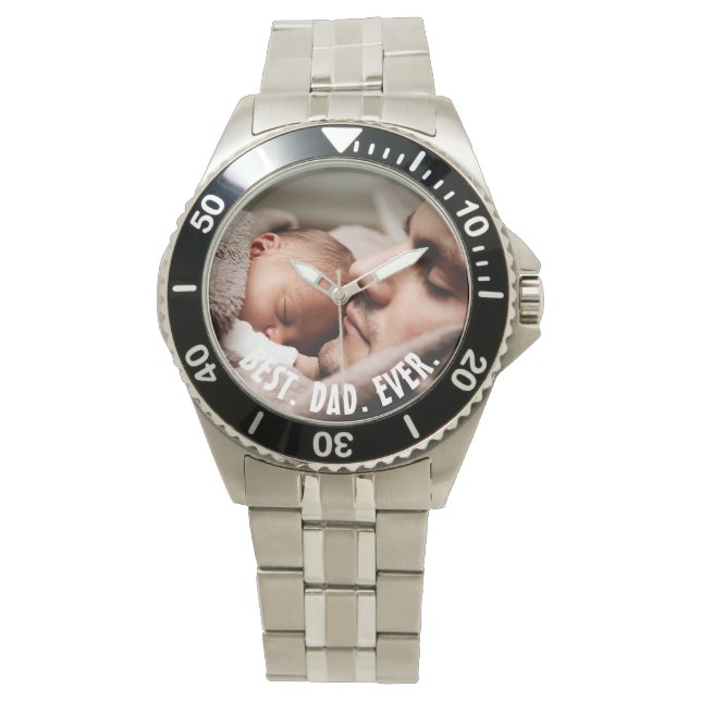 Personalisierter bester Vater je, Foto Armbanduhr (Vorderseite)