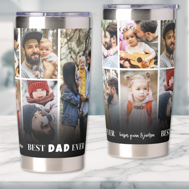 Personalisierter bester Vater je Foto Collage Vate Thermobecher (Personalized Best Dad Ever Photo Collage Father Insulated Tumbler)