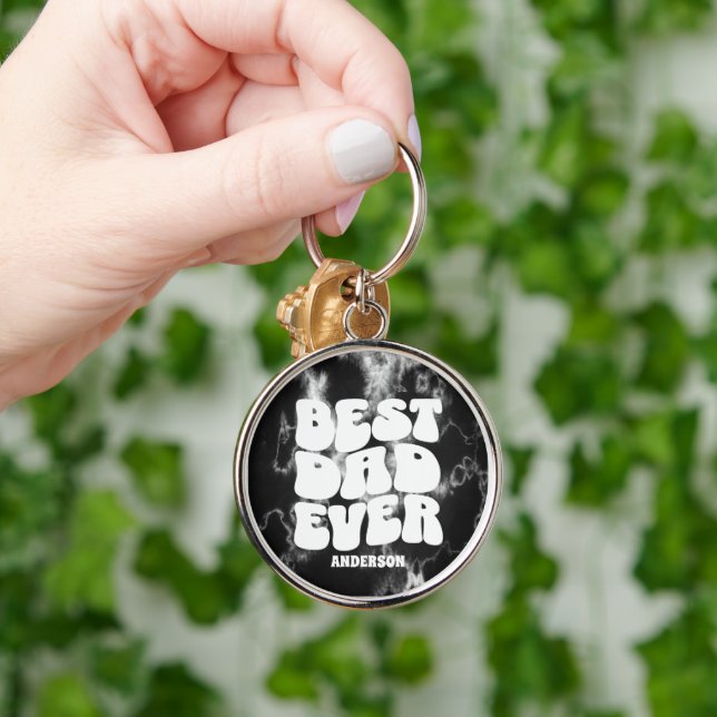 Personalisierter bester Vater je Schwarze Gefärbte Schlüsselanhänger (Hand)
