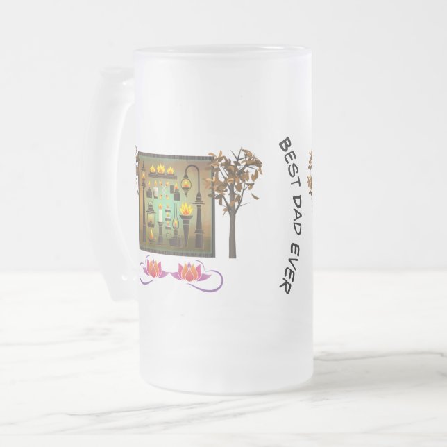 Personalisierter bester Vater jemals mit Lotus Art Mattglas Bierglas (Vorderseite Links)