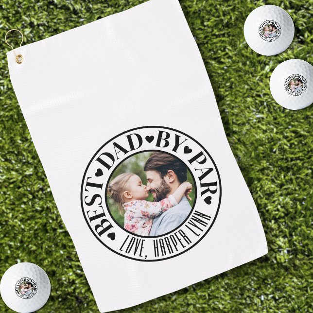 Personalisierter bester Vater Par Foto Golfhandtuch (Personalized Best Dad By Par Photo Golf Towel )