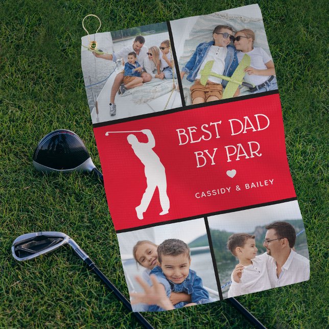 Personalisierter bester Vater per Par Foto Collage Golfhandtuch (Von Creator hochgeladen)