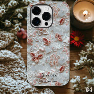Personalisierter, bestickter Floral iPhone Case