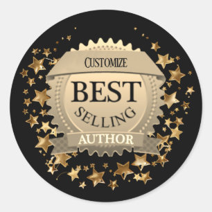 Personalisierter Bestsellerautor Schwarz Runder Aufkleber