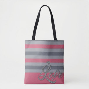 Personalisierter Beutel mit rosa Streifen