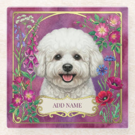 Personalisierter Bichon Frise Rosa Glasuntersetzer