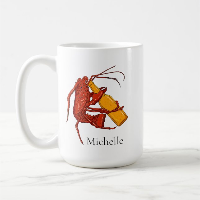 Personalisierter Bier Drink Hummer Kaffeetasse (Links)