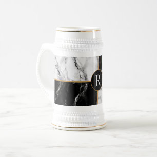 Personalisierter Bierkrug mit Buchstaben Schwarz W Bierglas