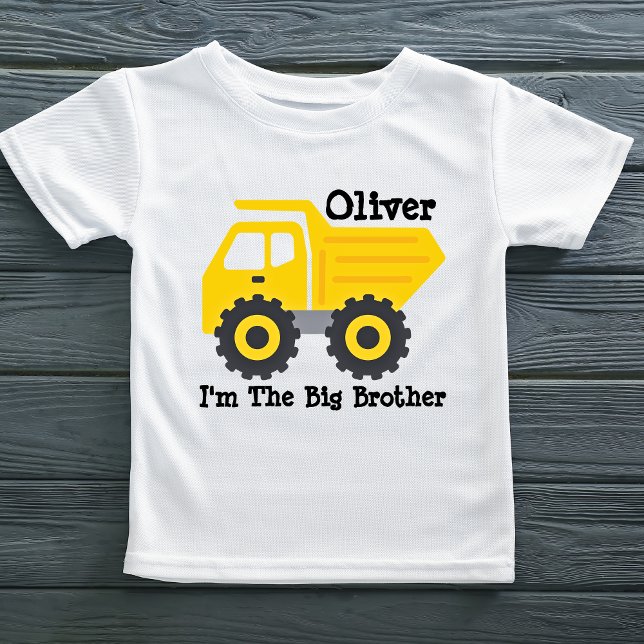 Personalisierter Big Brother Kids Yellow Dump Truc Kleinkind T-shirt (Personalized Big Brother Kids Yellow Dump Truck Toddler T-shirt)