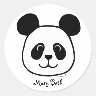 Personalisierter Big Face Panda Cartoon Runder Aufkleber
