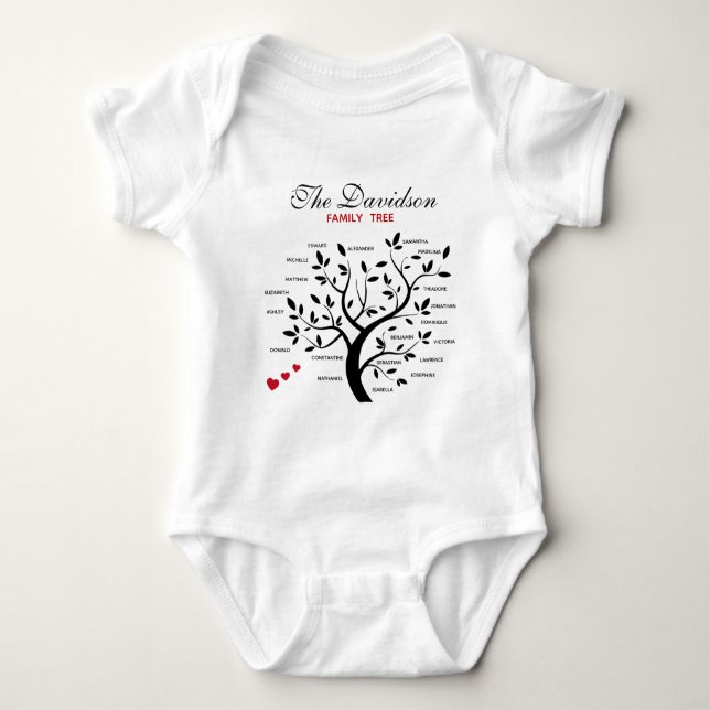Personalisierter Big Family Tree (20 Namen) Baby Strampler (Vorderseite)