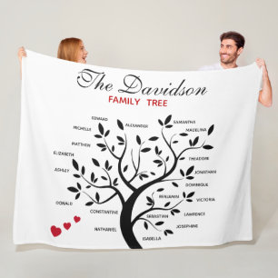 Personalisierter Big Family Tree (20 Namen) Fleecedecke
