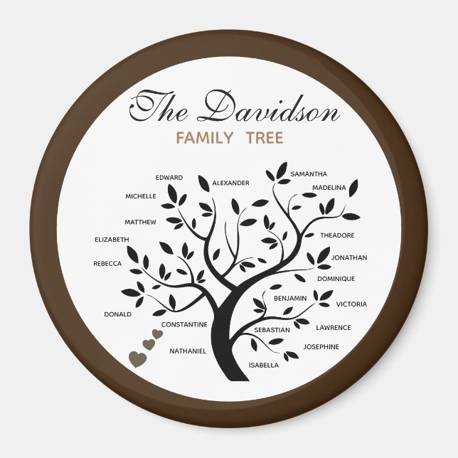 Personalisierter Big Family Tree (20 Namen) Magnet (Vorne)