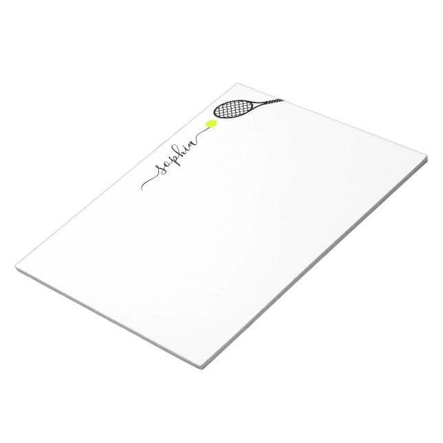 Personalisierter Big Tennis Racket Ball Eleganter  Notizblock (angewinkelt)