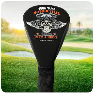 Personalisierter Biker Flying Skull Motorradladen  Golf Headcover