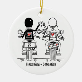 Personalisierter Biker-Hochzeitstipendium Keramik Ornament