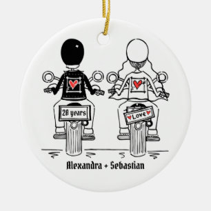 Personalisierter Biker-Hochzeitstipendium Keramik Ornament