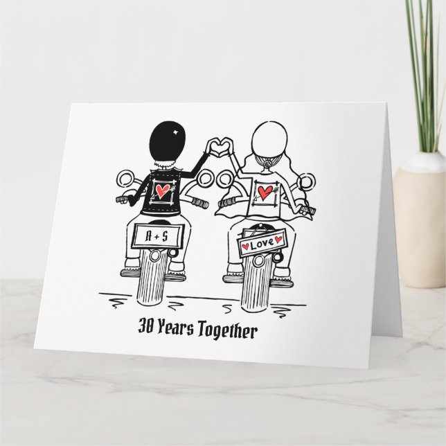 Personalisierter Biker-Motorrad-Hochzeitstag Karte (Vorderseite)