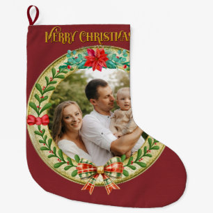 Personalisierter Bilderrahmen und Weihnachtskranz Großer Weihnachtsstrumpf