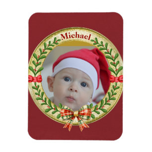 Personalisierter Bilderrahmen und Weihnachtskranz Magnet