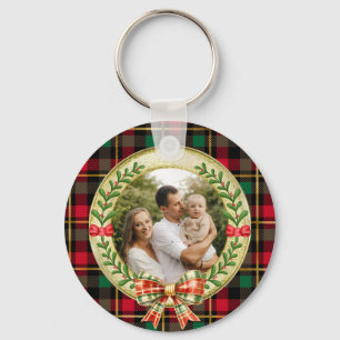Personalisierter Bilderrahmen und Weihnachtskranz Schlüsselanhänger