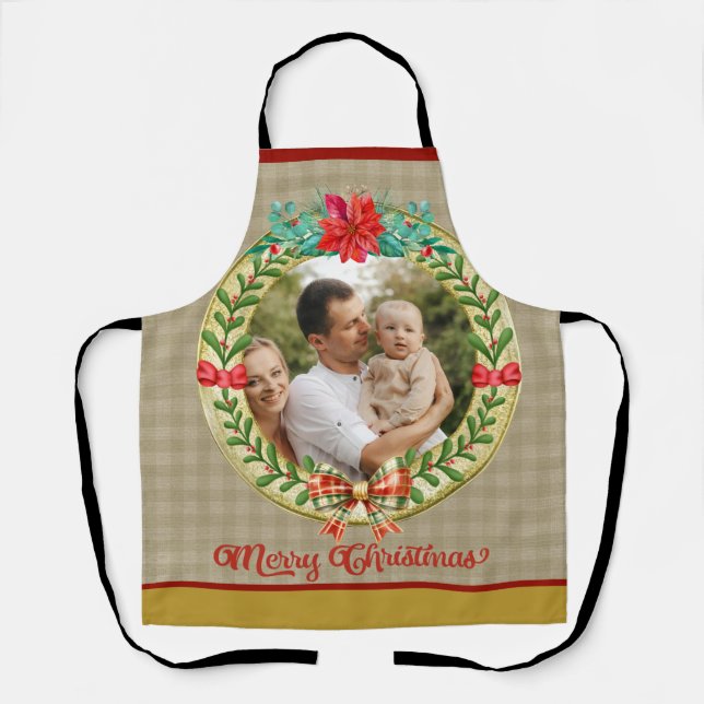 Personalisierter Bilderrahmen und Weihnachtskranz  Schürze (Vorderseite)