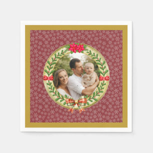 Personalisierter Bilderrahmen und Weihnachtskranz Serviette