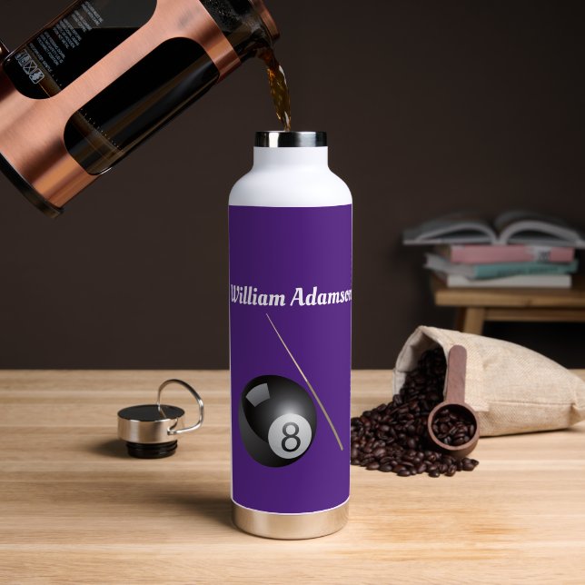 Personalisierter Billardball und -queue  Trinkflasche (Kaffee (gedreht))