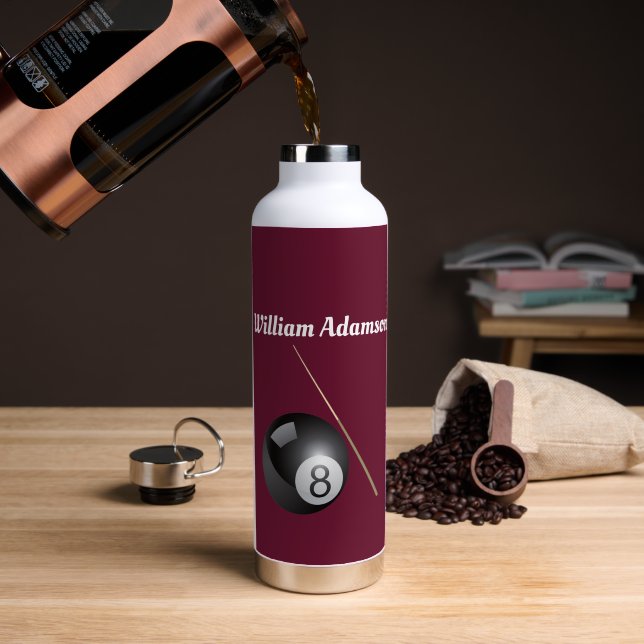 Personalisierter Billardball und -queue  Trinkflasche (Kaffee (gedreht))