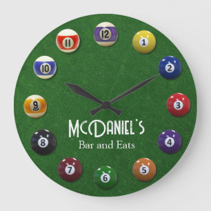 Personalisierter Billardtisch Billard Große Wanduhr