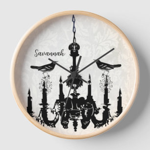 Personalisierter Bird-Senf Gelbe Kronleuchter Wanduhr