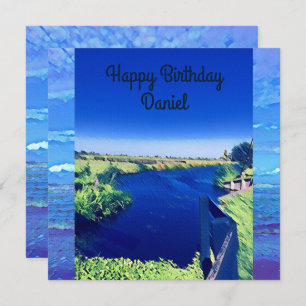 Personalisierter Birth Day Blue Canal Sky Watercol