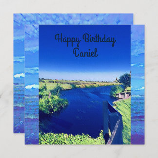 Personalisierter Birth Day Blue Canal Sky Watercol