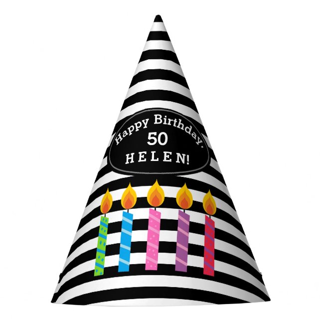 Personalisierter Birthday Candles Papier-Hut Partyhütchen (Vorderseite)