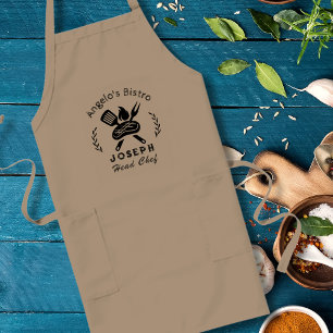 Personalisierter Bistro-Koch mit Utensilien-Grafik Lange Schürze