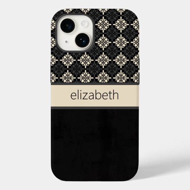 Personalisierter Black Floral Phone Case (Rückseite)